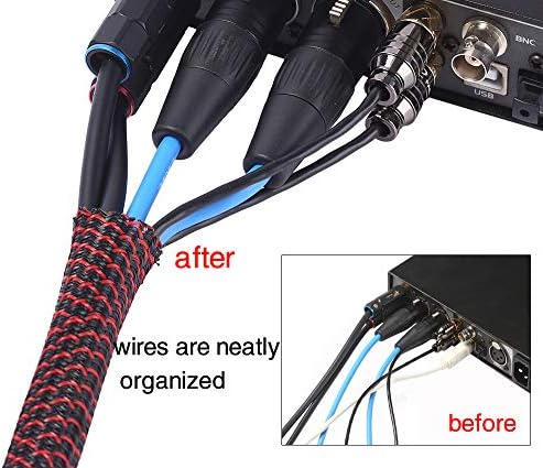 Alex Tech 10ft - 3/4 inch Cord Protector Wire Loom Tubing Cable Sleeve Split Sleeving For USB Cable Power Cord Audio Video Cable – Protect Cat From Chewing Cords - Blackred - Image 5