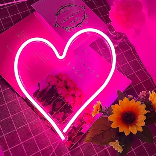 Pink Heart Neon Sign, Neon Heart Light for Wall Decor, Love Hearts LED Light up Sign 13.4×13 Inch Dimmable USB Powered Romantic Light Sign for Bedroom Valentine's Kids Room Wedding Party Decoration - Image 5
