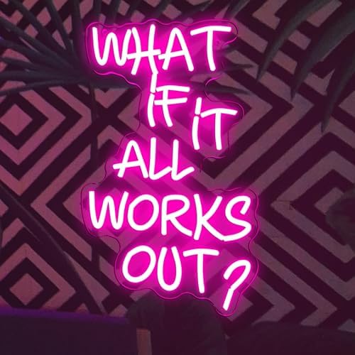 Allball What If It All Works Out Neon Sign, Motivational Neon Light LED Inspiration Dreamer Sign USB Powered Dimmable, for Office Bedroom Game Room Reading Room Dreamer Provide Wall Decor(16.1*10.8 In) - Image 2