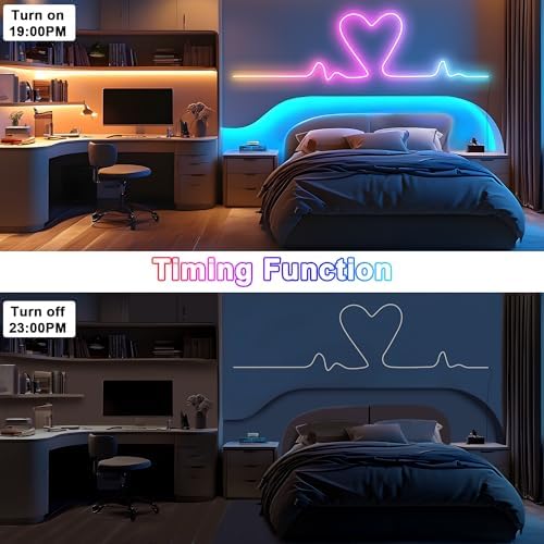 Cozylady RGB Neon Light LED Rope Light,Waterproof Bluetooth APP Remote Control Music Sync Strip Light,24V Flexible DIY Silicone Light for Bedroom Home Indoor Outdoor Decoration - Image 6