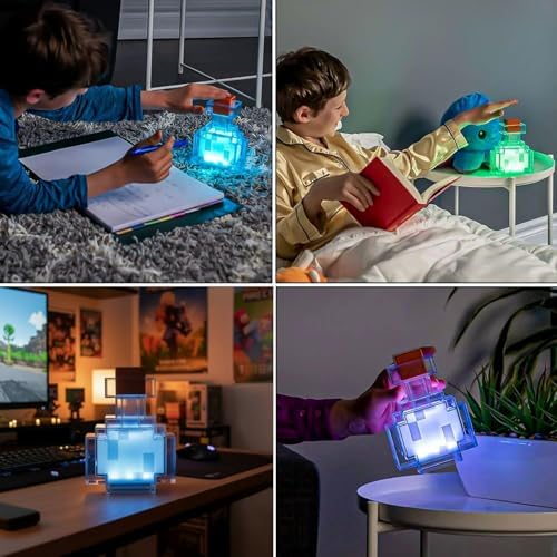 Pixel Style Potion Bottle Lamp 15 Color, Interactive RGB Night Light with Shake Activated Color Changing, USB Rechargeable Magic Potion LED Desk Lamp for Room Decor, Kids Boys Gaming Fans Gifts - Image 6