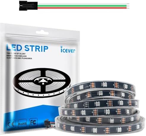 WS2812B LED Strip Lights, 16.4FT 5V, Black PCB IP67, 150 LEDs by icever