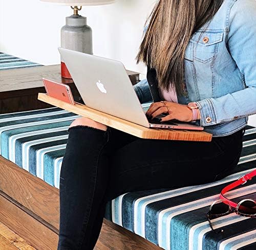 BOOKAHOLIC Lap Desk| Enhanced Organic Bamboo Lap Tray with Vent Holes & Built-in Fabric Covered Mouse Pad for 11",13",15" Laptops| Computer,Tablet, Phone Stand - Image 6