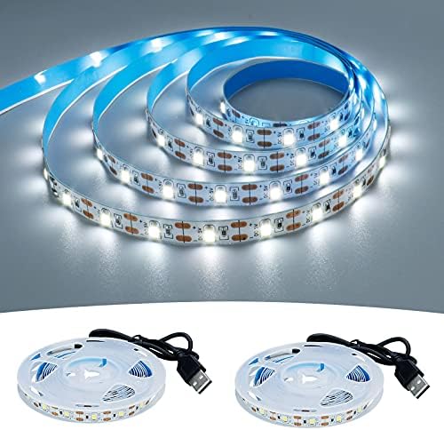 USB LED Strip Cool White 6000K 5V USB Powered 13.12ft/4M(2pcs x 6.6ft) by GOMING