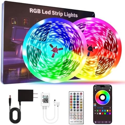 HBOWMDJIA Led Lights for Bedroom 200 FT (2 Rolls 100 FT), with Remote and Application Control RGB Color Changing LED Strip Lights, Music Synchronization, Used for Room, Family, Party Decoration by HBOWMDJIA