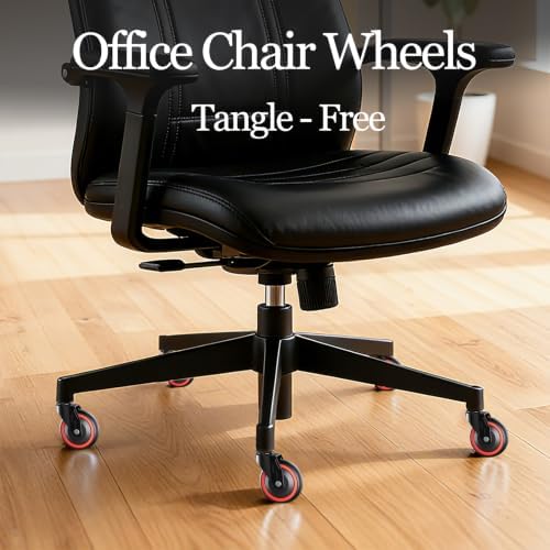 Office Chair Caster Wheels Replacement 3 Inch Roller Blade, Set of 5 | Tangle-Free Heavy Duty Quiet No Scratch Gaming Chair Wheel for Hardwood Floor Carpet, Universal Fit/Not Fit 1KEA - Image 2
