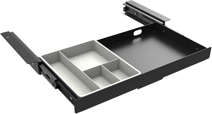 Under Desk Slide Out Pencil Drawer, Storage Organizer 15 Inch Wide, Ball-Bearing Slides, Black (8x14.4 Inch) (Pack of 2) - Image 2