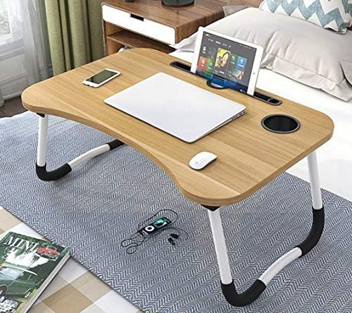 23.6" Lap Desk with Storage Drawer, Holders for Cup and Tablet - Image 5