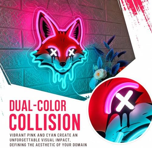 Cyberpunk Fox Neon Sign, Pink & Ice Blue LED Light for Wall Decor - Image 6