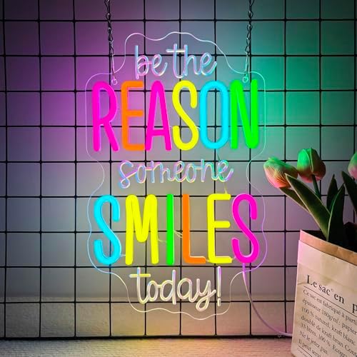 Allball Be The Reason Someone Smiles Today Neon Sign, Motivational Neon Light USB Powered LED Dimmable Inspirational Sign, for Classroom Office Bedroom Living Room Wall Decor(15.7 * 9.8 In) by Unknown