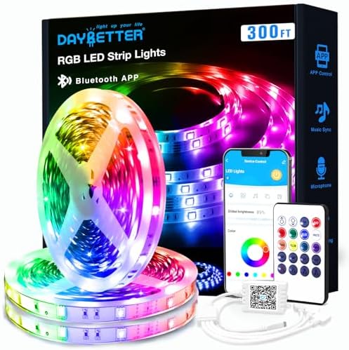 DAYBETTER Smart RGB Led Strip Lights, 300ft Led Lights for Bedroom with App Control, Multicolor Changing Led Light Strips Apply for Home Decor, Living Room, Kitchen, Home Party Decoration by DAYBETTER