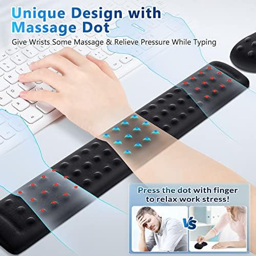 Gimars Upgraded Keyboard Wrist Rest with Massage Dot, Ergonomic Wrist Pad for Pressure Release & Wrist Massage, Soft Memory Foam Wrist Support for Pain Relif, Full Size for Computer,Home,Office,Gaming - Image 2