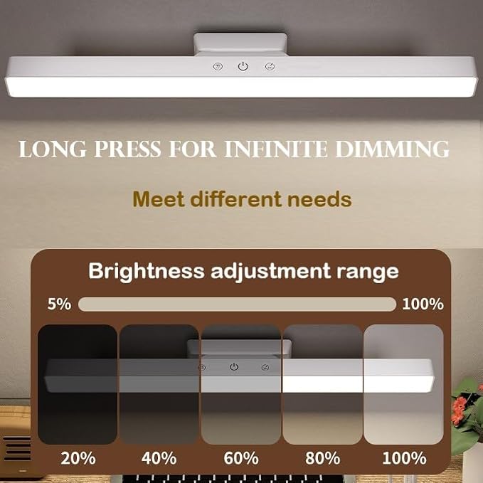BY-J [2025 Upgraded Version Eye Protection Study Desk Lamp Student Desk Bedside Dressing Table Magnetic Wall-Mounted 42cm Long Cool Light Rechargeable Student Dormitory Children's Reading Light - Image 3