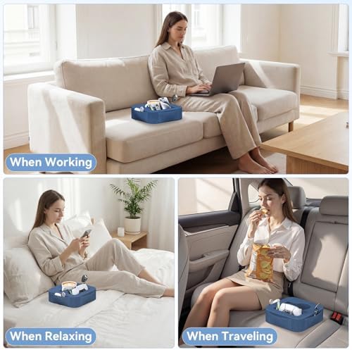 Couch Cup Holder Pillow, Couch Caddy for Drink, Snack, Phone, Remote, Game Controller, Removable and Washable Cup Cozy Pillow, Small Sofa Cup Holder Tray for Bed, Car, Desk, Sofa, Blue - Image 5