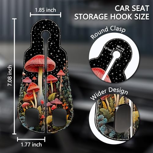 Blusabaca 2PCS Car Seat Headrest Hooks, Purses Bags Holder, Mushroom - Image 5