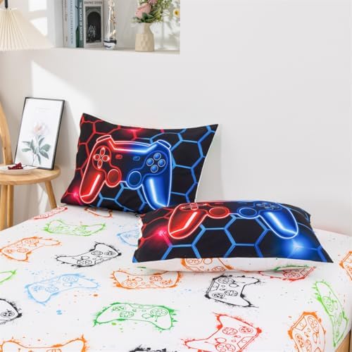 NTBED Twin Game Console Comforter Set for Boys Girls Kids 3D Gaming Lightweight Microfiber Gamer Bedding Sets Red Blue - Image 6
