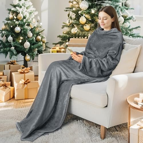 Catalonia Wearable Blanket with Sleeves for Women & Men, Fleece Wrap Throw - Image 2