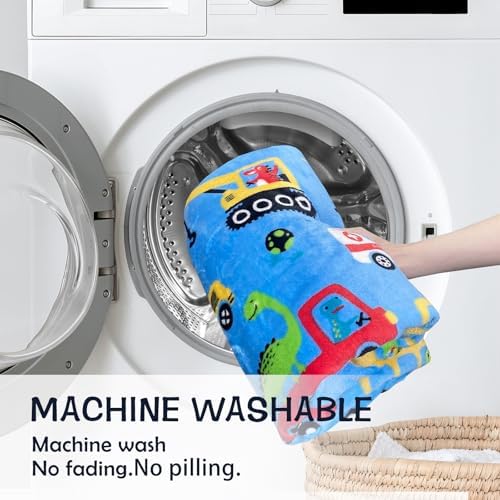 SOCHOW Cute Car Truck Fleece Throw Blanket for Boys, Blue 50 x 60 Inches - Image 6