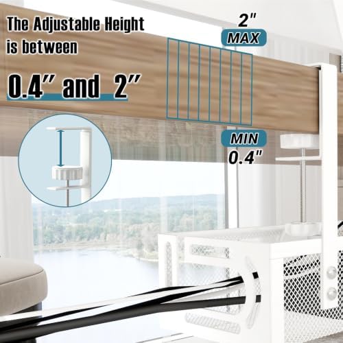 No Drill Under Desk Cable Management Tray, SONATURE 15.7" Cord Organizer for Table, Clamp Mount Desk Cable Management, Premium Carbon Steel Cable Organizer for Office, Home (White) - Image 4