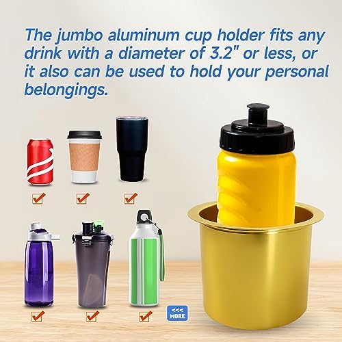 GSE Jumbo Aluminum Cup Holder for Casino Poker Tables, Gold, 2-Pack - Image 5