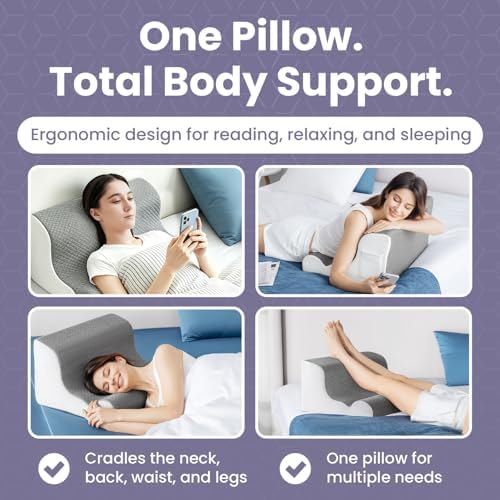 Zerora Reading Pillow for Sitting Up in Bed Rest, Lumbar Neck Support Pillow with Back Support, Home Bedroom Sofa Dorm Essentials for Sleeping Reading Gaming Foot Rest Floor Chair Cushion (Grey) - Image 6