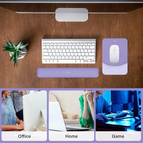 MOSISO Wrist Rest Support Mouse Pad & Keyboard Set, Purple | Rectangular Ergonomic Mousepad, Non-Slip Base, Home/Office Pain Relief & Easy Typing, Neoprene Cloth & Raised Silicone Lining - Image 6