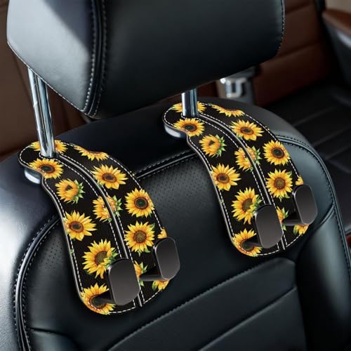 Blusabaca 2PCS Car Seat Headrest Hooks, Purses Bags Holder, Sunflower by Blusabaca
