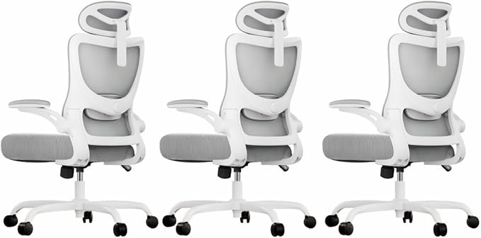 Marsail Ergonomic Office Chair with 3D Armrests, Pack of 3 | Office Desk Chair with High Back Mesh, Adjustable Lumbar Support, Rolling Work Swivel Task Chairs with Wheel, Headrest, home by Marsail