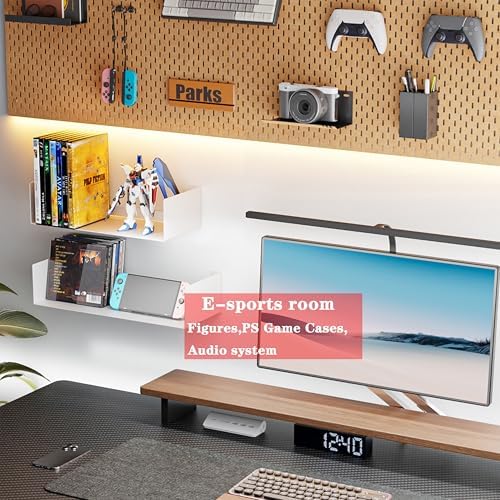Metal Bali Floating Wall Shelves 15.5IN for Storage and Decor Wall Mounted CD DVD&Books Perfume, Make up Storage Shelves Living Room, Bedroom, Bathroom & Kitchen,4P-White, 15.5&13.6INCH - Image 6