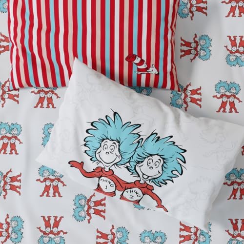 Dr. Seuss Cat in The Hat Kids Bedding, 5 Piece Twin Bed Set, Soft Cozy Reversible Comforter and Sheet Set with Sham, Officially Licensed Product By Franco - Image 7