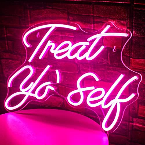 Treat Yourself Neon Sign Pink Led Word Neon Lights Party Gifts - Image 5