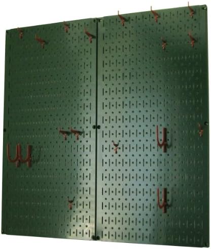 Wall Control Kitchen Pegboard Organizer Pots and Pans Storage Rack Organization Kit with Green Pegboard and Red Accessories - Image 2