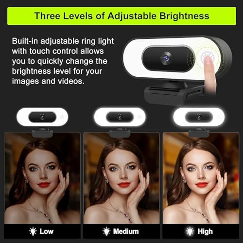 ToLuLu 1080P Full HD Webcam with Ring Light Microphone Streaming Web Camera - Image 3