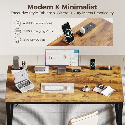 Mericonia 63x28 Inch Computer Desk, 1.2" Thick Heavy Duty Office Table - Image 3