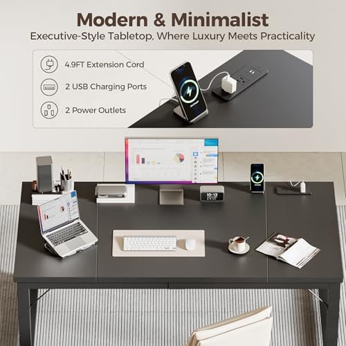 Mericonia 63x28 Inch Computer Desk, 1.2" Thick Heavy Duty Office Table - Image 3