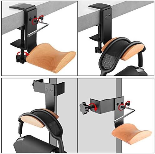 Linkidea Headphone Stand Hanger Compatible with Apple AirPods Max, Wooden Headset Holder Clamp Mount, Under Desk Headphone Hook Rack for Gaming Headphones, Office Desk & Table (Beech) - Image 3