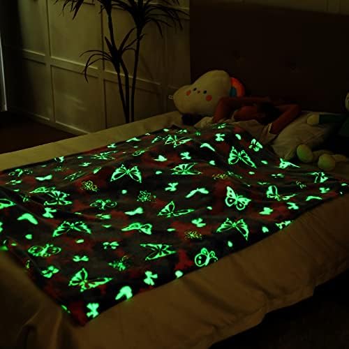 SOCHOW Butterfly Glow in The Dark Blanket, Purple 60 x 80 Inches - Image 4