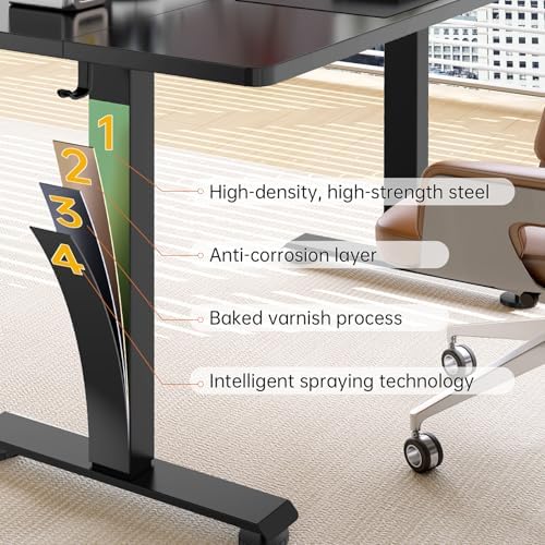 Veken 39.4 Inch Large Electric Standing Desk, Gaming Table, Black - Image 7