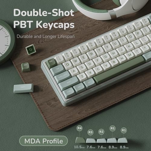 RK ROYAL KLUDGE R65 Wired Mechanical Keyboard, 60% Percent Creamy Gaming Keyboard Gasket Mount RGB Backlit with Programmable Knob, MDA Profile PBT Keycaps, QMK/VIA, Hot Swappable Linear Switch, Cyan - Image 4