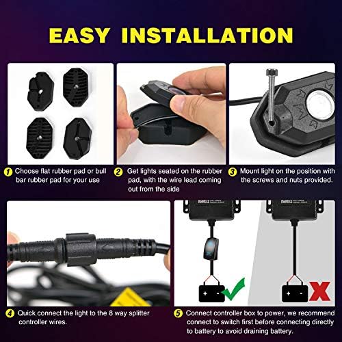 Nilight RGB LED Rock Lights Kit, 4 pods Underglow Multicolor Neon Light Pod with Bluetooth App Control Flashing Music Mode Wheel Well Light for Truck ATV UTV RZR SUV - Image 6