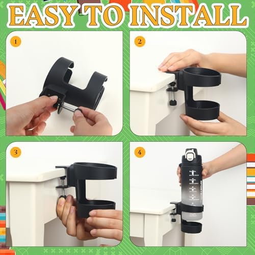 8 Pcs Water Bottle Holder for Classroom Anti-Spill Adjustable Clamp Desk Chair Cupholder Back to School Gift for Students Water Bottle Storage Desk Organizer for Students Teachers Classroom Office - Image 3
