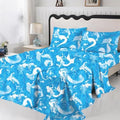 SDIII 4PCS Oil Painting Style Blue Mermaid Sheets Full Set, Microfiber Princess Sheets Full, Painterly Blue Mermaid Princess Bedding Sheet for Girls by SDIII