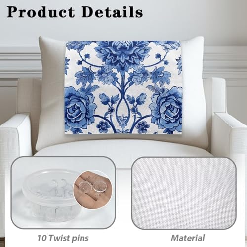 Headrest Cover for Small Recliner 26x16 Inch 2 Pcs - Easy Install Waterproof Polyester Slipcover, Non-Slip Breathable Protector with Nails for Home/Office, Celadon Flower Leaf Print - Image 4