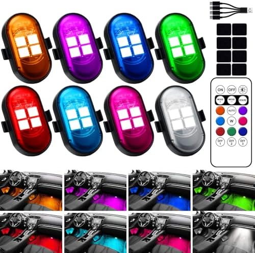 Wireless LED Lights for Car, Rechargeable Interior Car Lights by HEMEI9319