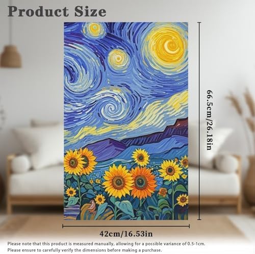 Starry Night Sunflower Headrest Cover for Small Recliner 26x16 Inch 3 Pcs - Easy Install Decoration Polyester Slipcover, Non-Slip Breathable Protector with Nails for Home/Office - Image 6