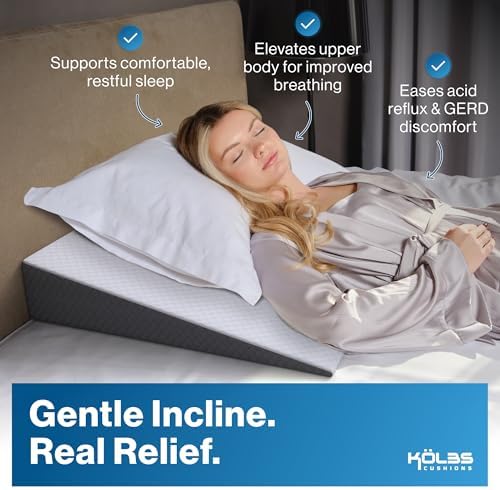 Kolbs Bed Wedge Pillow for Sleep Apnea, Acid Reflux and Back Pain Relief, Anti Snore Pillow, Premium Foam Wedge Cushion with Chic Jacquard Cover - Headboard Wedges for Sleeping (5" Gentle Incline) - Image 3