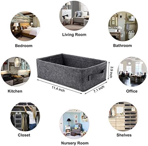 Small Storage Basket Modern Storage Baskets Felt Collapsible Baskets Storage Bins for Cellphone Earphone Chargers Cables Make Up Hair Supplies Fabric Drawers Storage Basket Cute Bin - Image 4