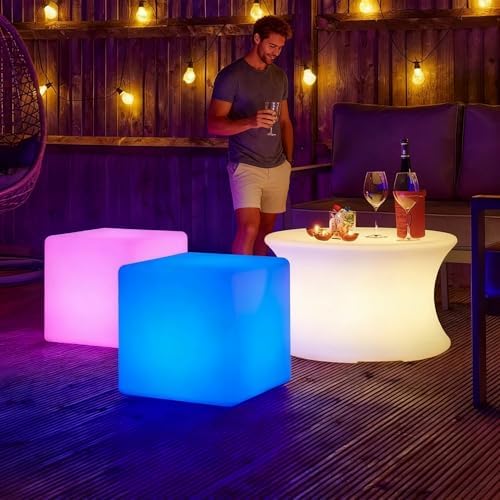 LOFTEK 16-Inch Rechargeable LED Cube Chair Table, Glow Cube Seat w/Remote - Image 2