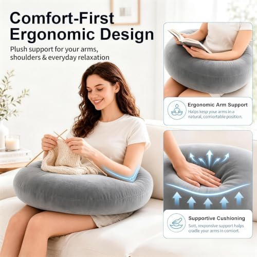 vamorry Gaming Pillow Arm Support Pillow for Bed & Sofa: Ergonomic U-Shaped Lap Pillow with Elbow Rest for Adults & Kids - Reduces Arm Pain & Fatigue During Gaming, Reading, Working & Crocheting - Image 5