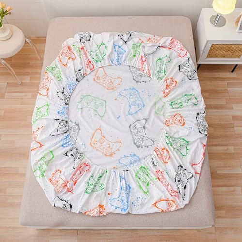 WINLIFE Kids Twin Sheet Set 3PCs Splash Gaming Printed Microfiber Bedsheets - Image 5